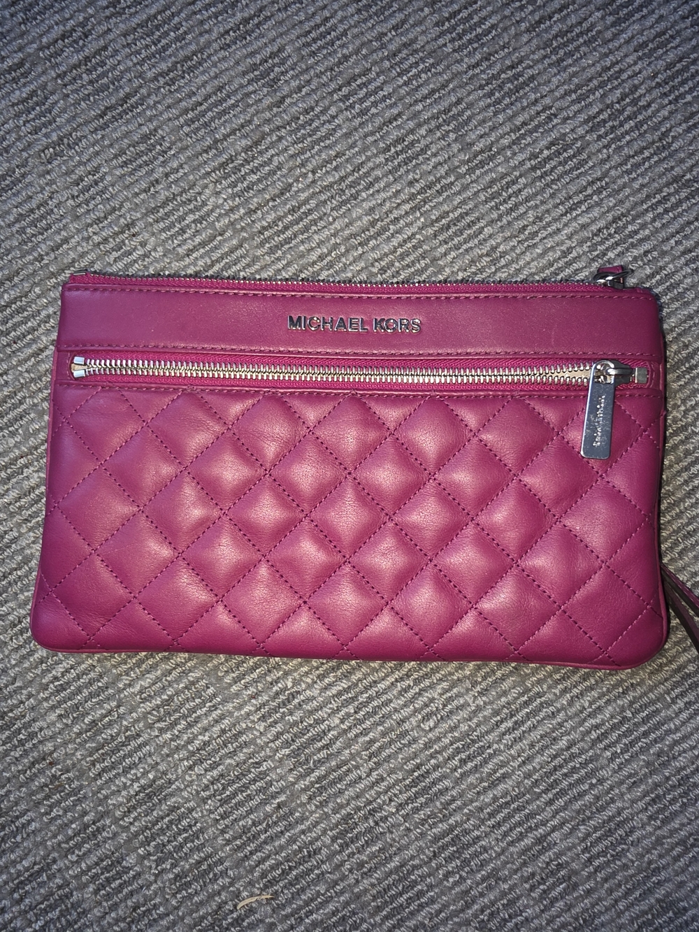 Michael Kors Quilted Leather Wristlet Clutch in Fuchsia